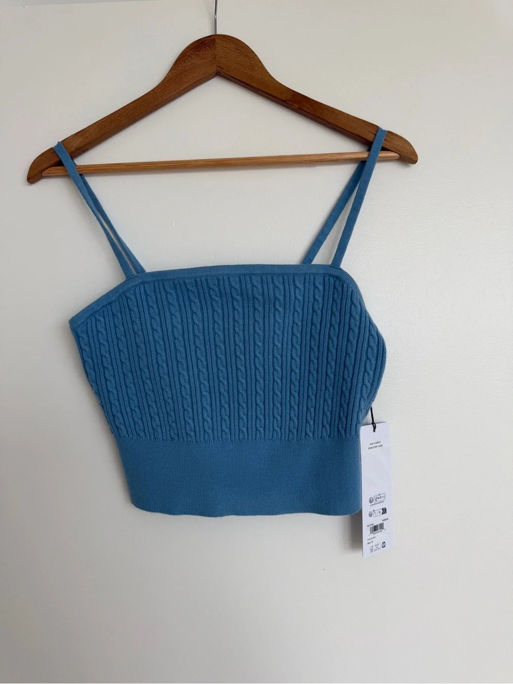 Alo Blue Cable-Knit Cropped Tank Top
